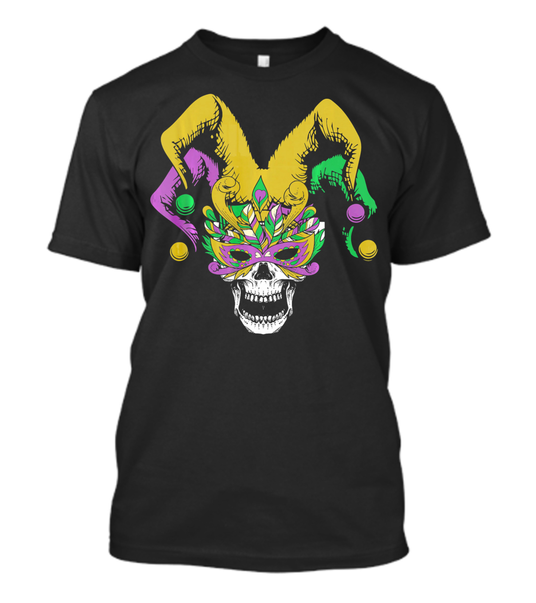 Mardi Gras Skull Jester Hat Masquerade Mask T-Shirt