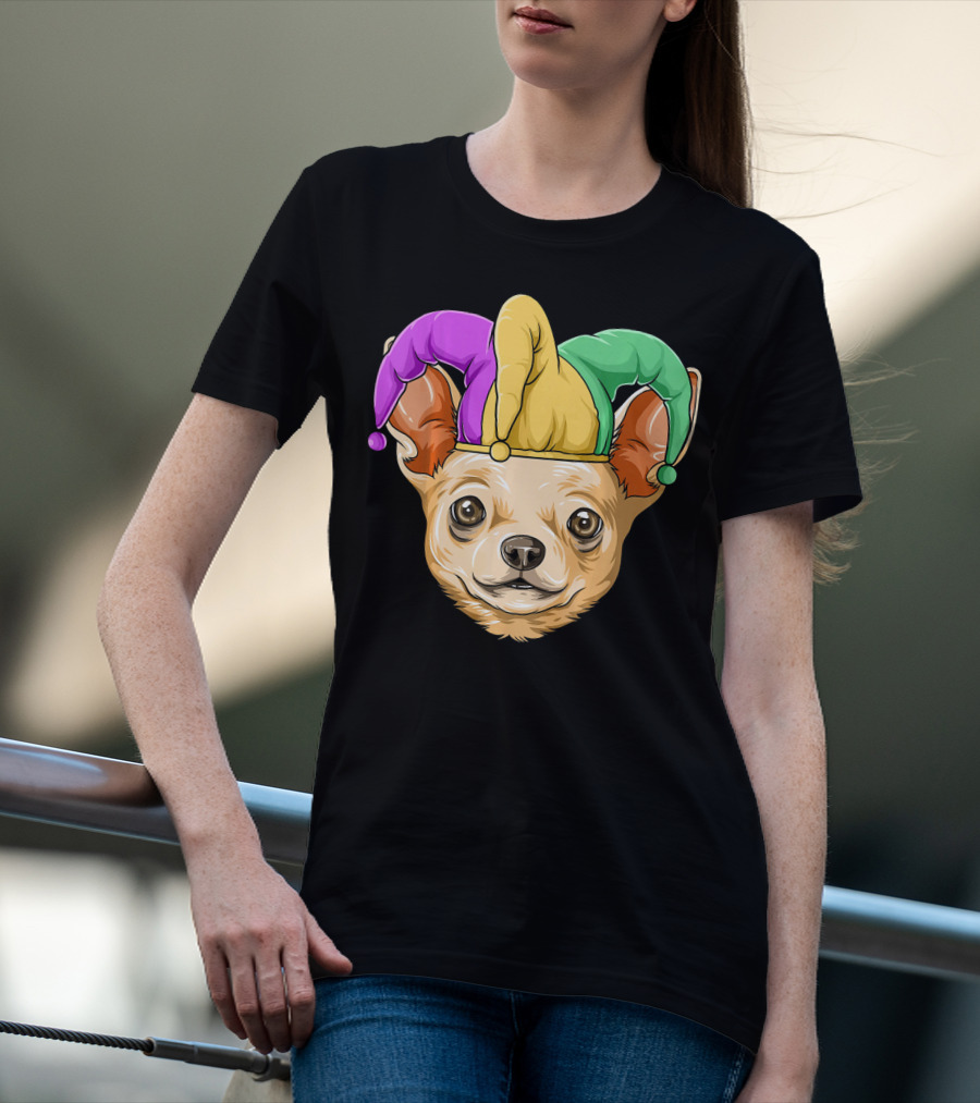Mardi Gras Chihuahua Jester Hat Festival Carnival Dog T-Shirt