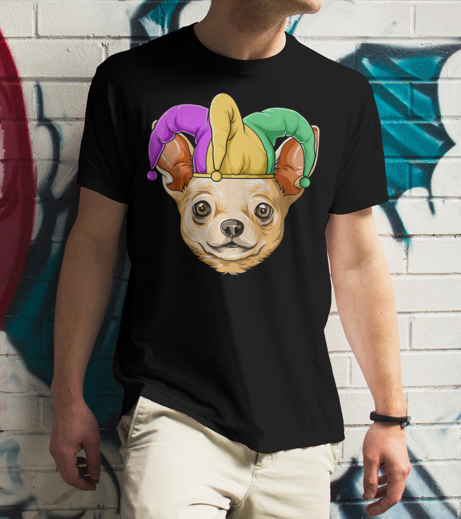 Mardi Gras Chihuahua Jester Hat Festival Carnival Dog T-Shirt