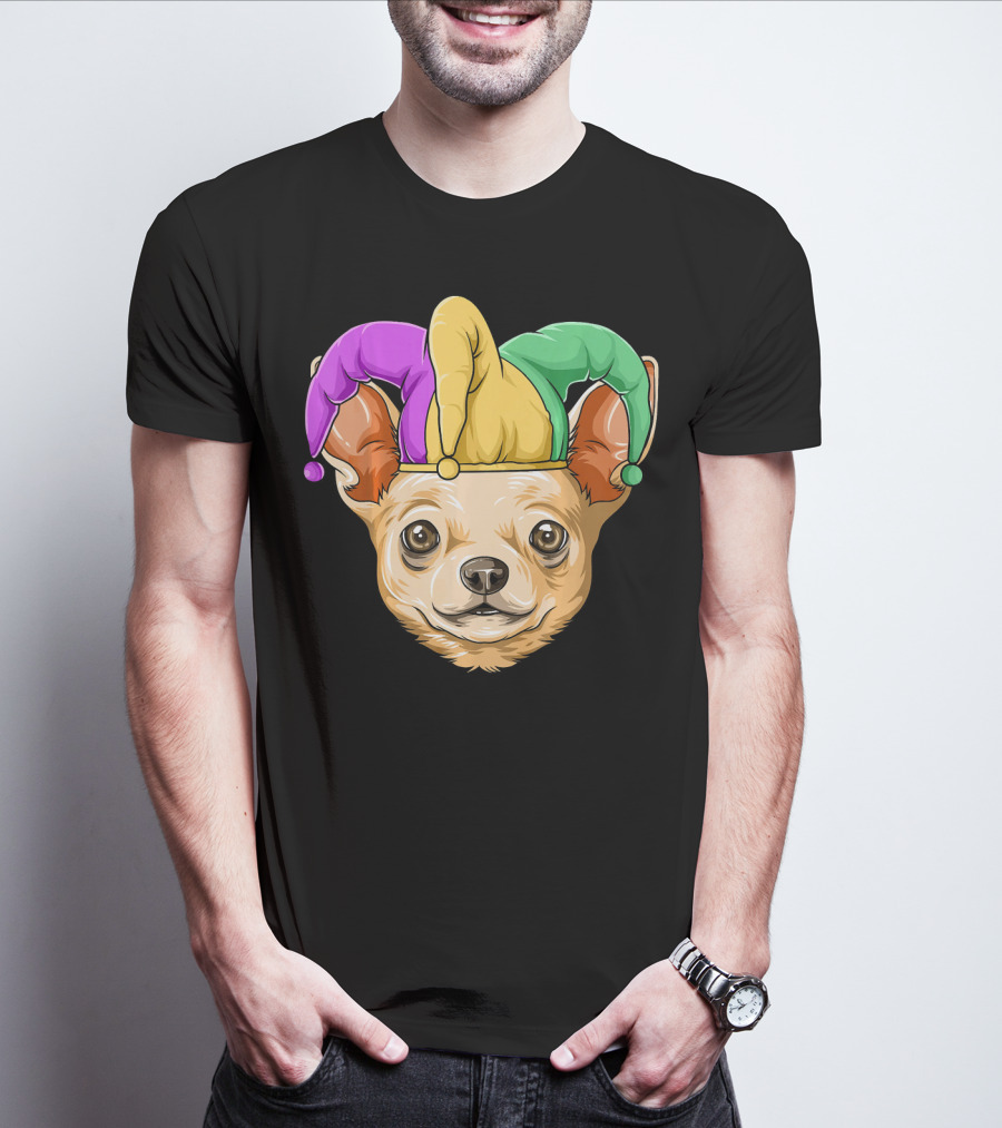 Mardi Gras Chihuahua Jester Hat Festival Carnival Dog T-Shirt