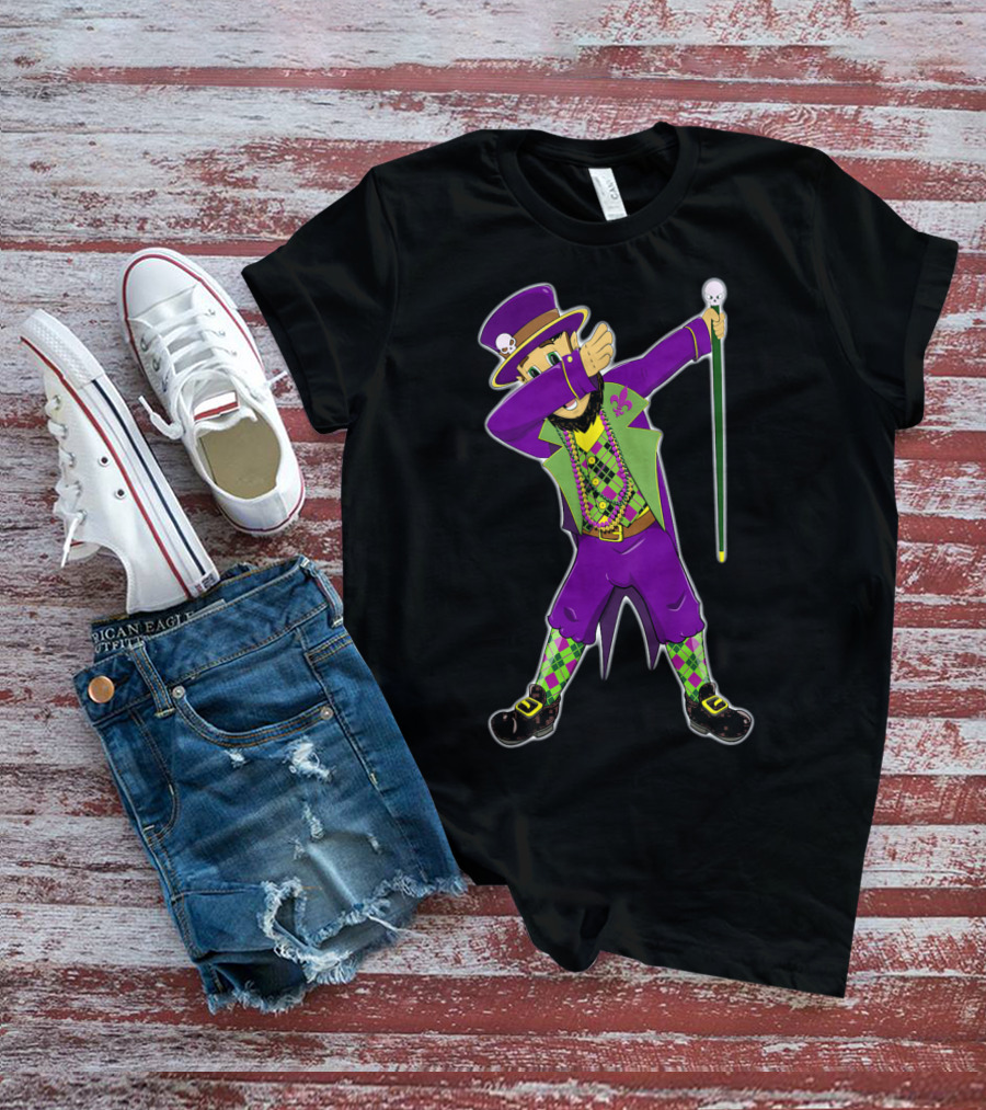 Kids Mardi Gras Jester Dabbing Colorful Costume T-Shirt