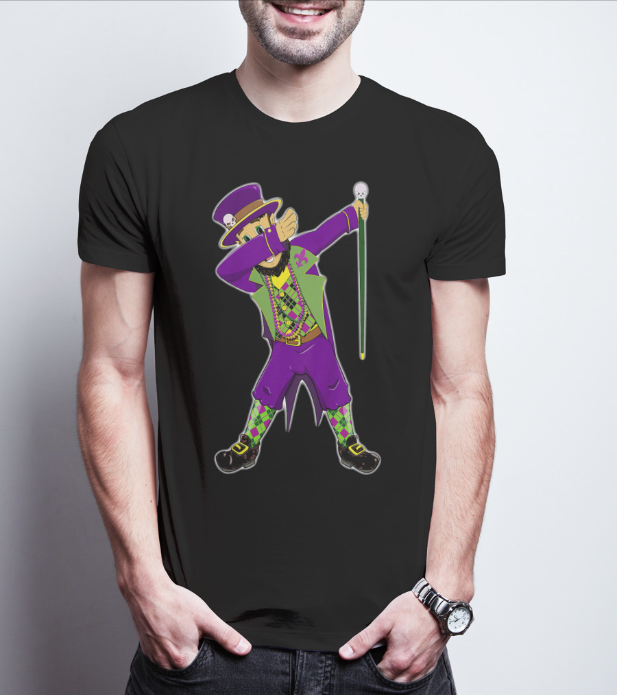 Kids Mardi Gras Jester Dabbing Colorful Costume T-Shirt