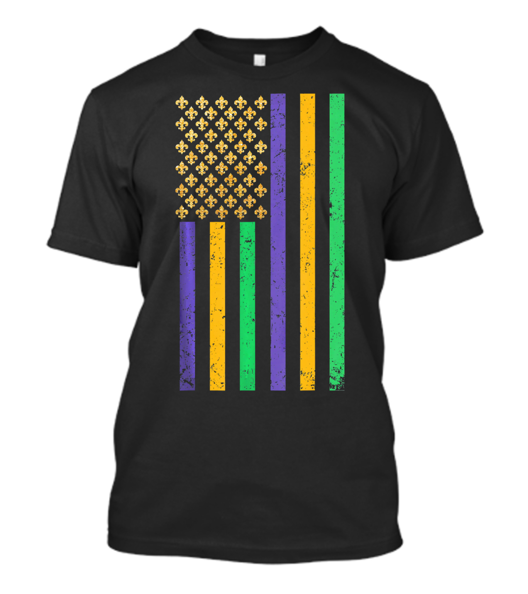 Mardi Gras American Flag Fleur-de-Lis Party Fun T-Shirt