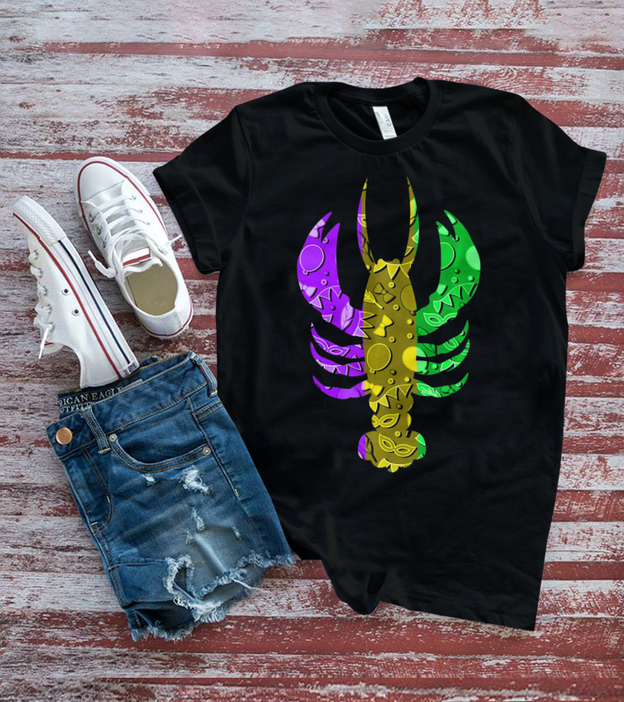 Crawfish Fleur De Lis Mardi Gras T-Shirt