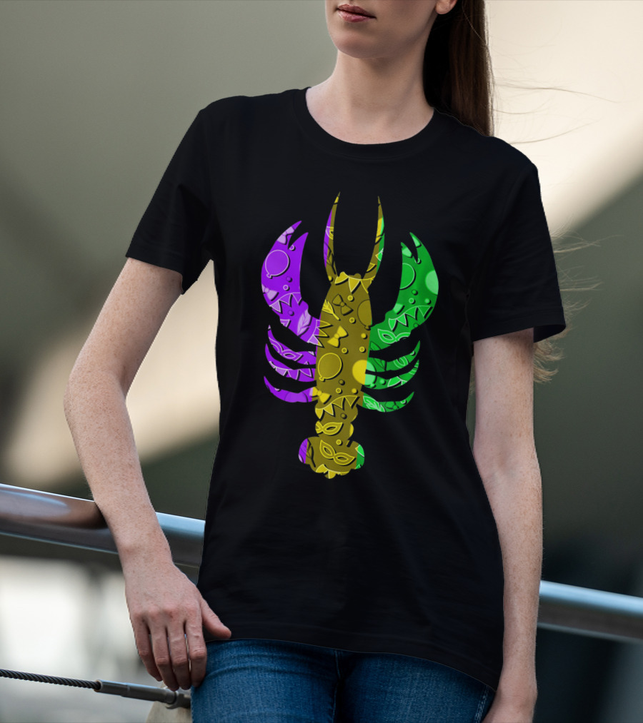 Crawfish Fleur De Lis Mardi Gras T-Shirt