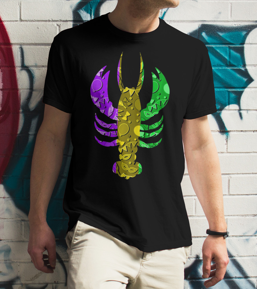Crawfish Fleur De Lis Mardi Gras T-Shirt