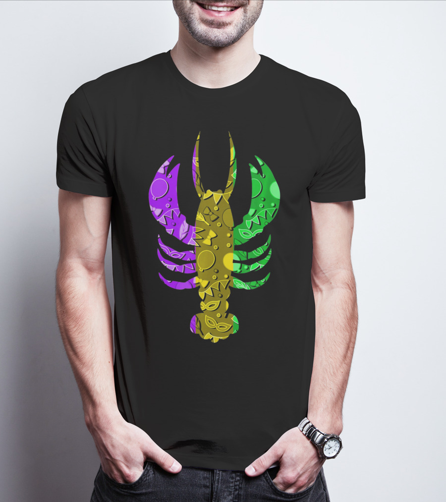 Crawfish Fleur De Lis Mardi Gras T-Shirt