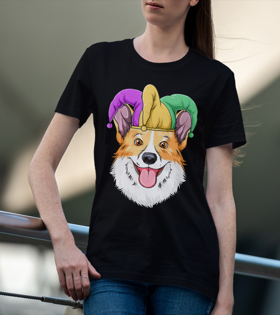 Mardi Gras Corgi Jester Hat Corgi Carnival T-Shirt