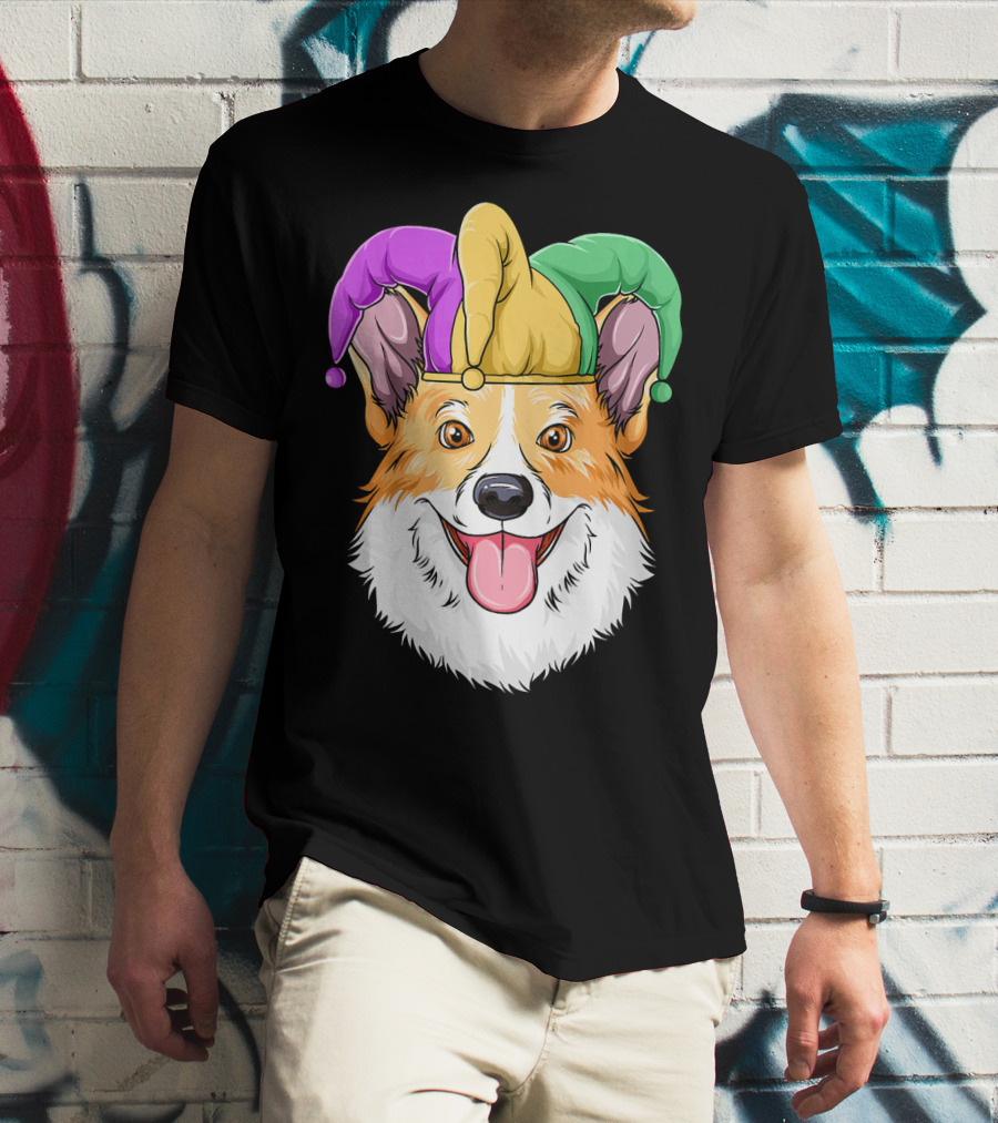 Mardi Gras Corgi Jester Hat Corgi Carnival T-Shirt