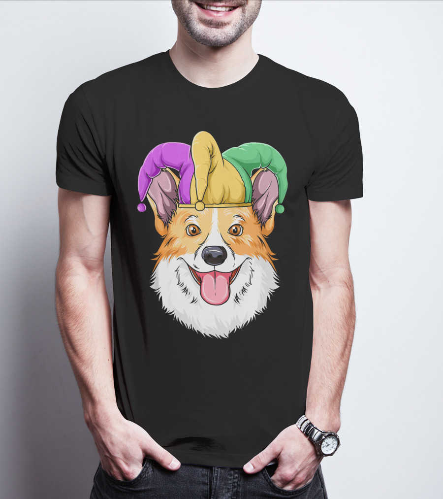 Mardi Gras Corgi Jester Hat Corgi Carnival T-Shirt
