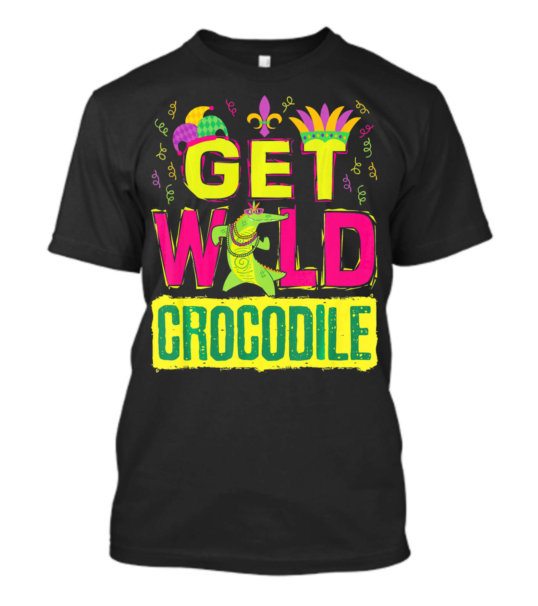 Get Wild Crocodile Mardi Gras Carnival Fleur-de-lis Festive Parade T-Shirt