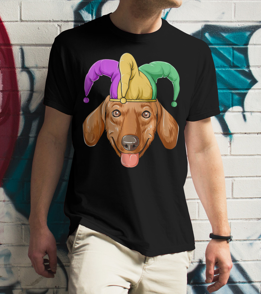 Mardi Gras Dachshund Carnival Jester Hat T-Shirt