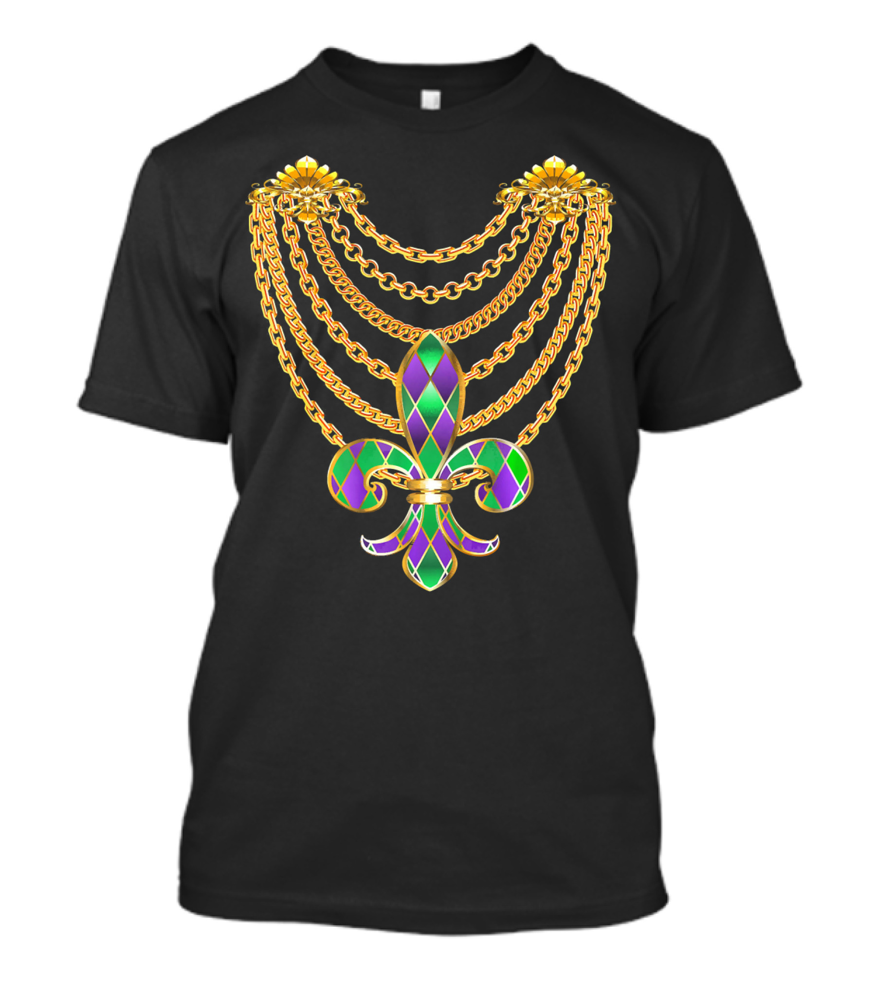 Mardi Gras Fat Tuesday Gold Fleur De Lis Chain T-Shirt