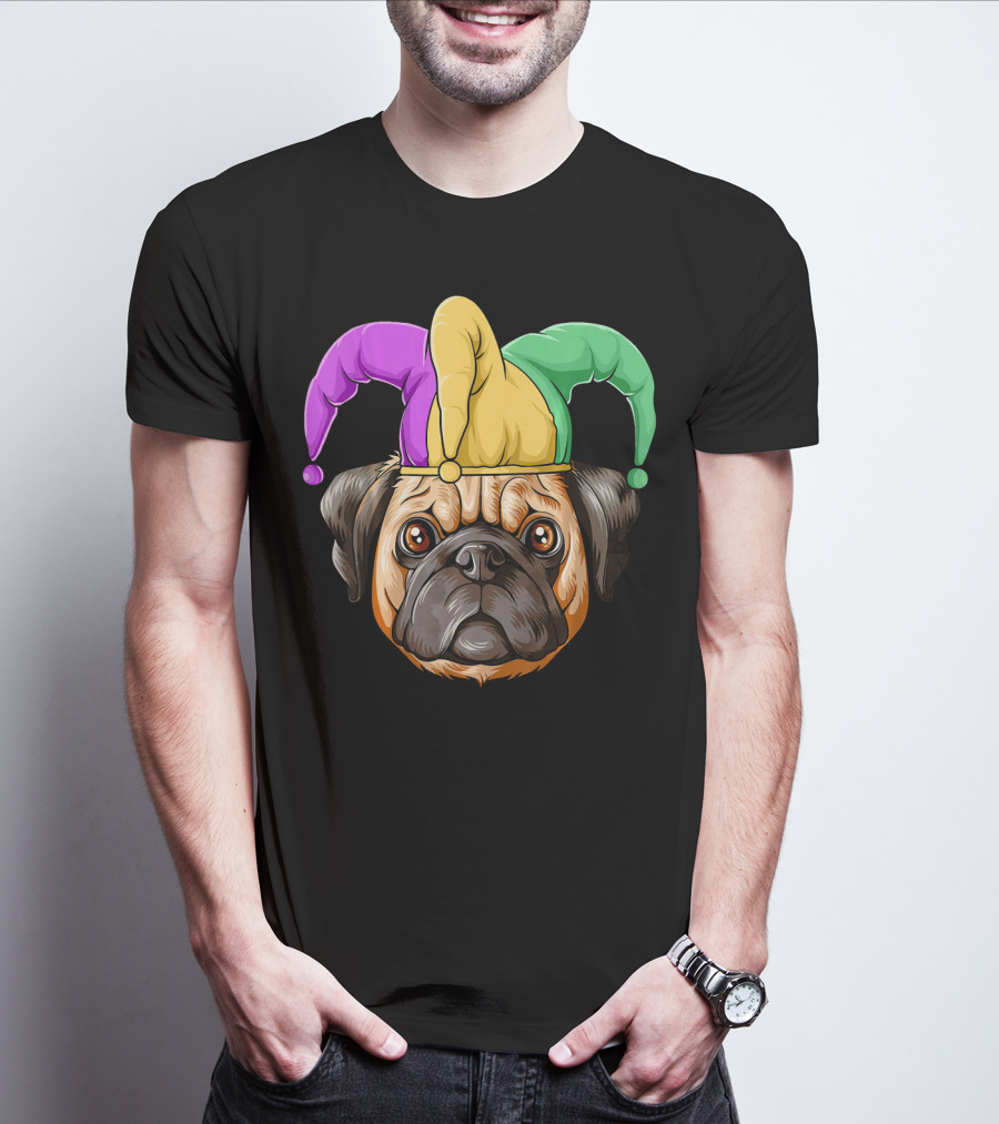 Mardi Gras Pug Carnival Jester Hat T-Shirt