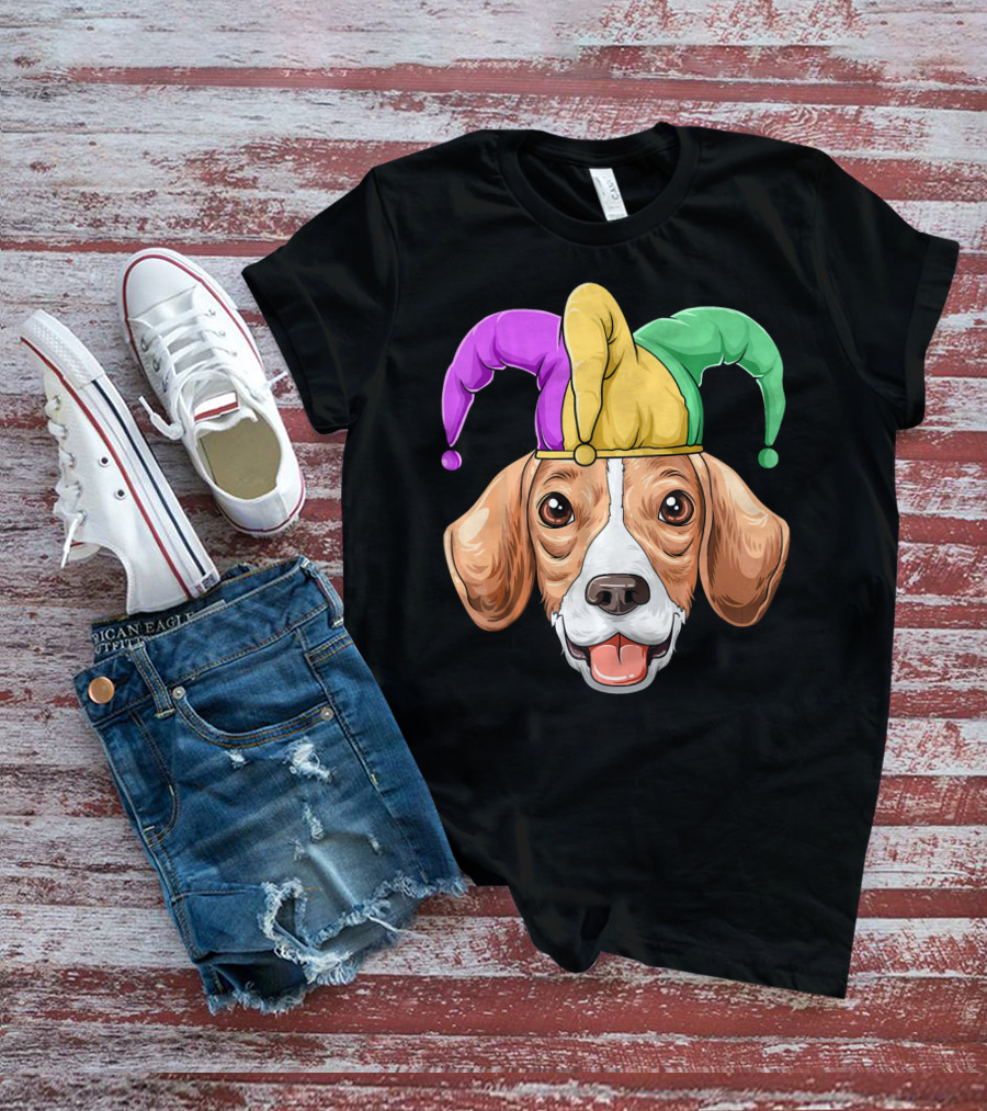 Mardi Gras Beagle Jester Hat Carnival Beagle T-Shirt