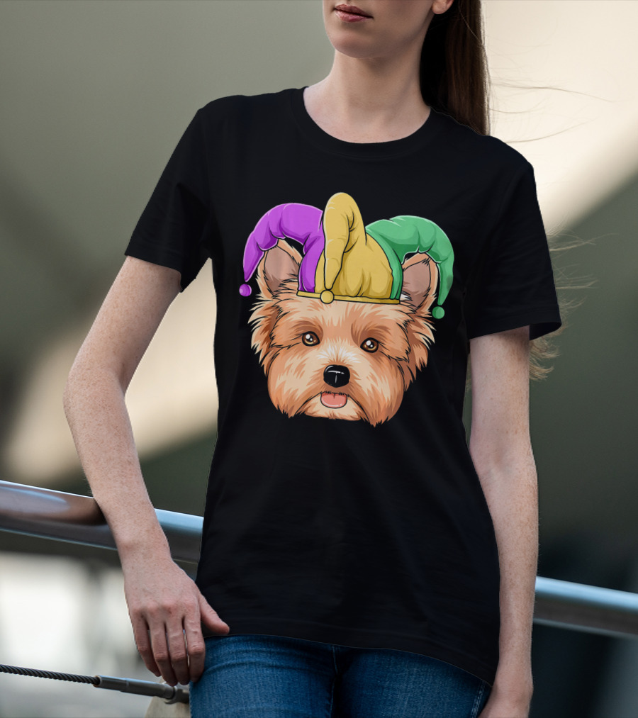 Mardi Gras Yorkshire Terrier Jester Hat Yorksh Carnival T-Shirt