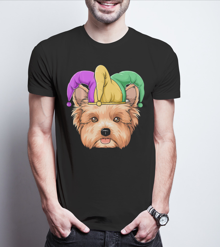 Mardi Gras Yorkshire Terrier Jester Hat Yorksh Carnival T-Shirt