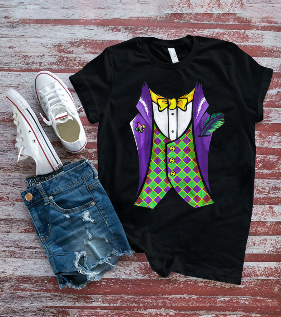 Mardi Gras Tuxedo Costume Pancake Tuesday Fleur-de-Lis T-Shirt