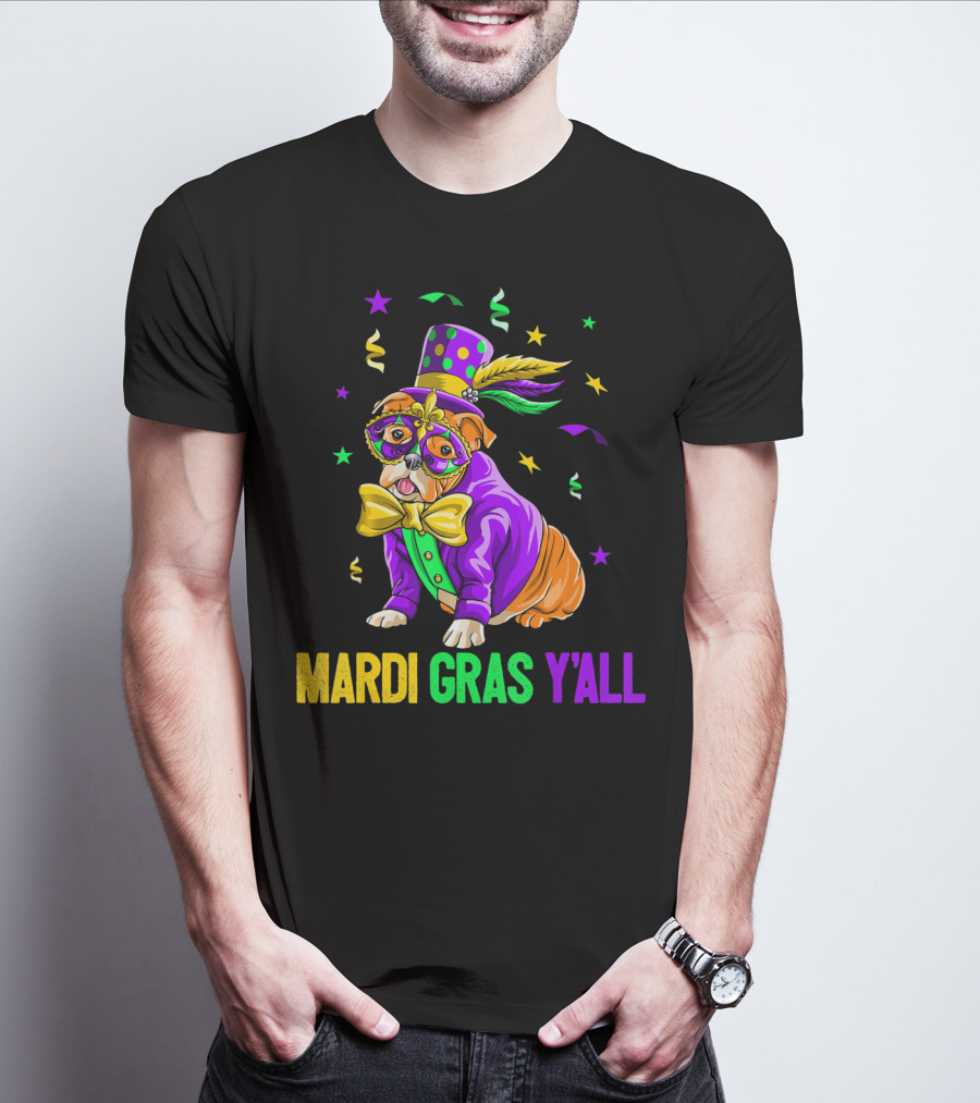 Bulldog Mardi Gras Y'all Celebration Festivities T-Shirt