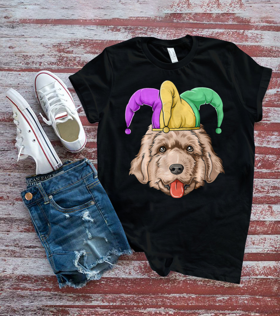 Mardi Gras Jester Newfoundland Dog Hat T-Shirt
