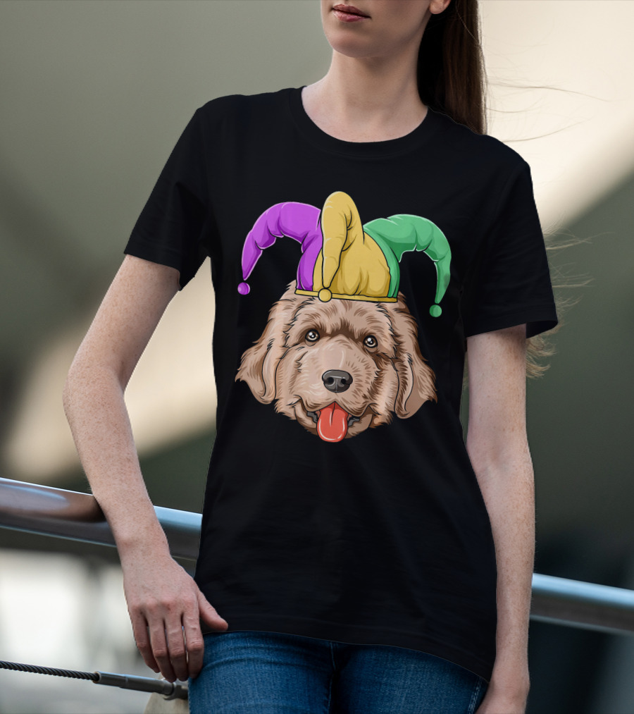 Mardi Gras Jester Newfoundland Dog Hat T-Shirt