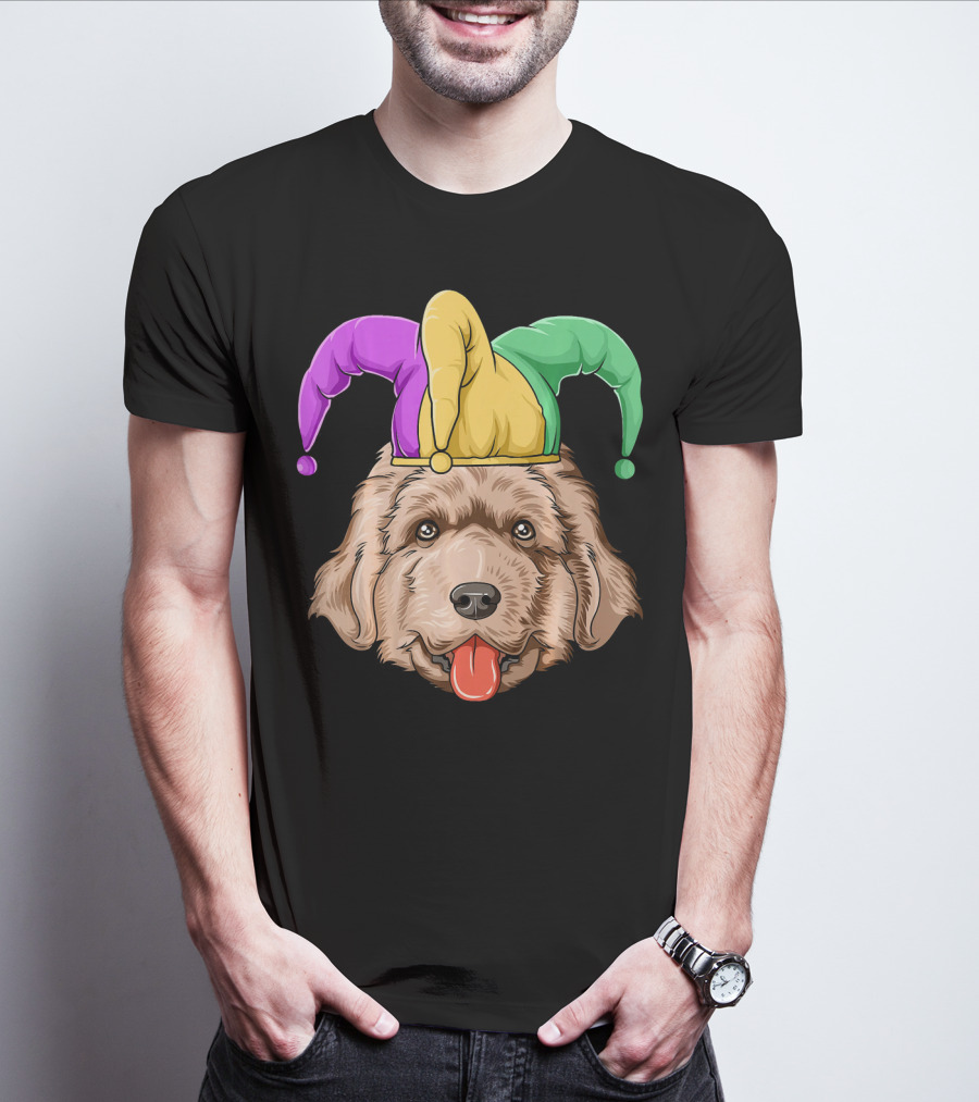 Mardi Gras Jester Newfoundland Dog Hat T-Shirt