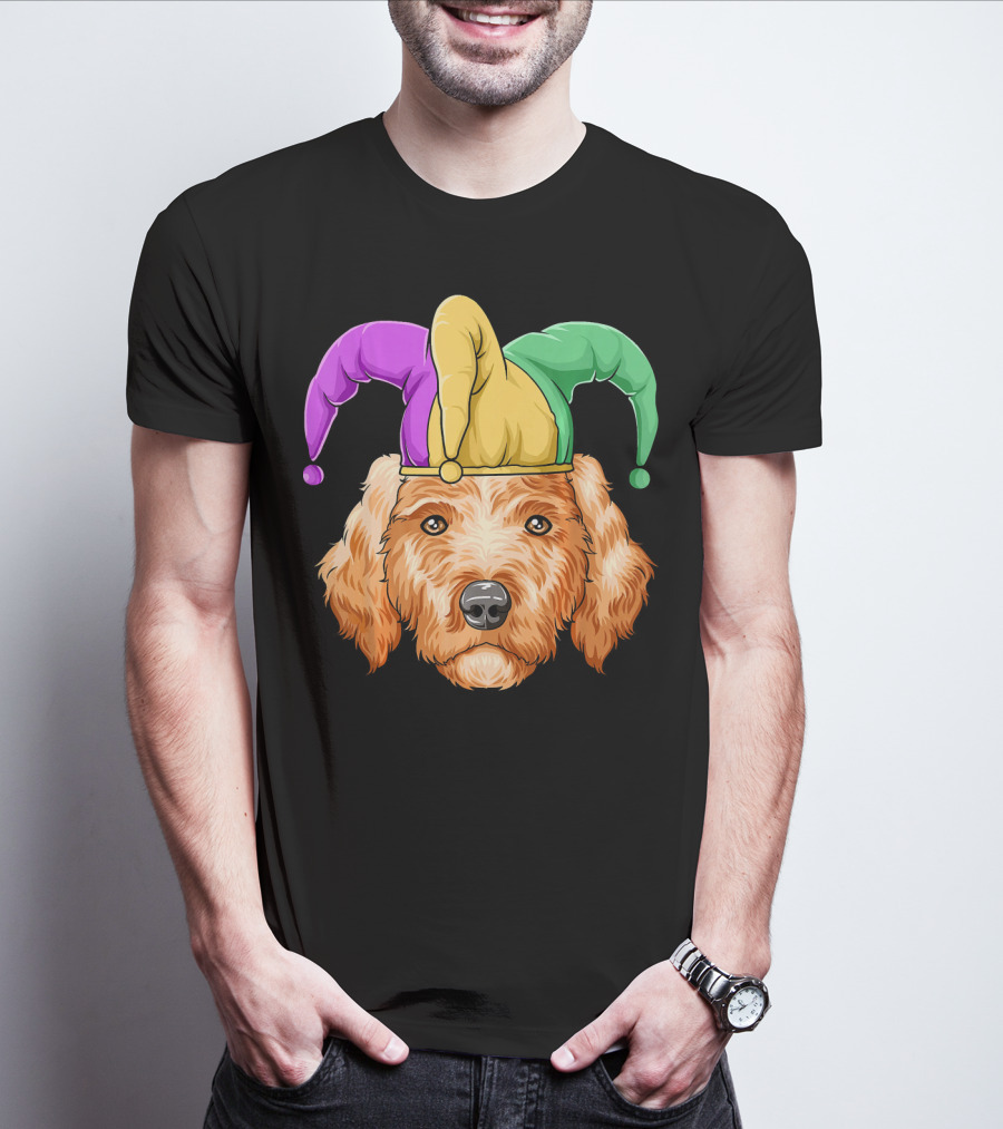 Mardi Gras Goldendoodle Jester Hat Carnival Dog Gol T-Shirt