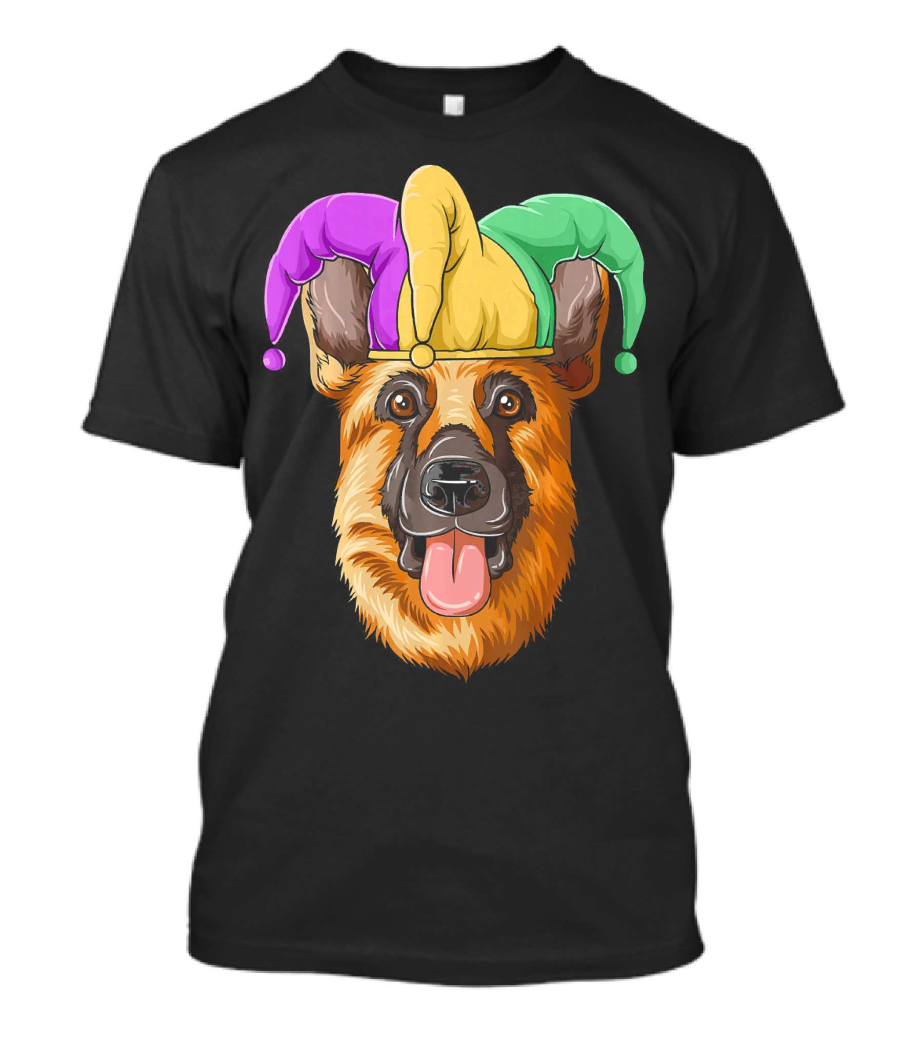 Mardi Gras German Shepherd Jester Hat Carnival T-Shirt