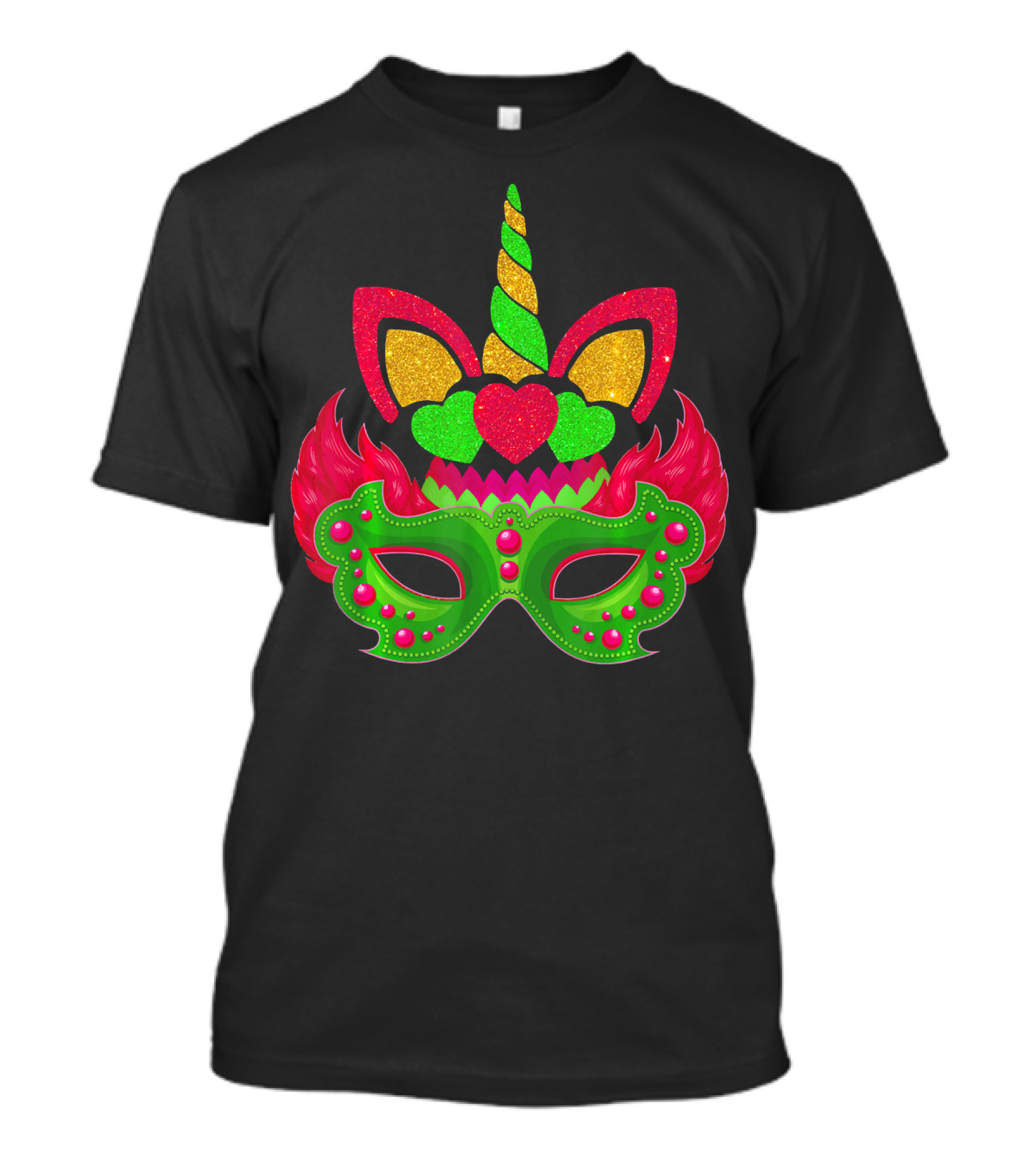 Carnival Jester Mask Unicorn Face Mardi Gras Mardi Gras T-Shirt