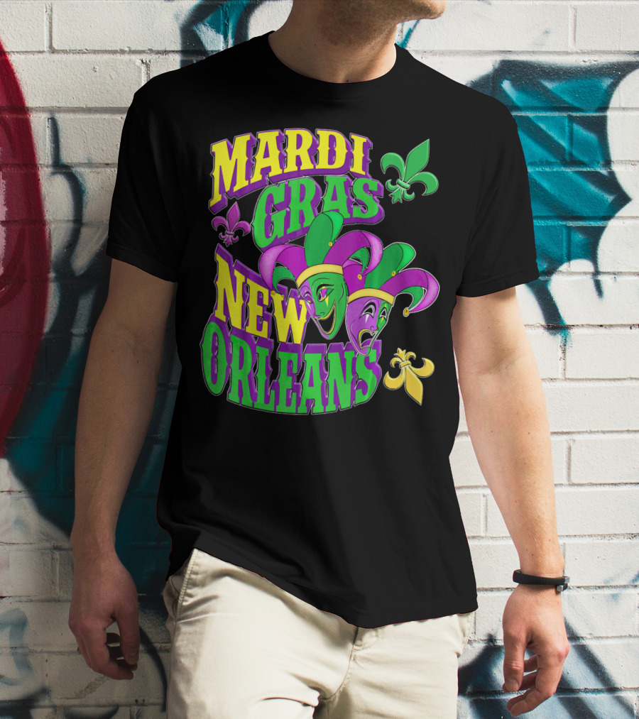 Mardi Gras Masks New Orleans Fleur-de-Lis Parade T-Shirt