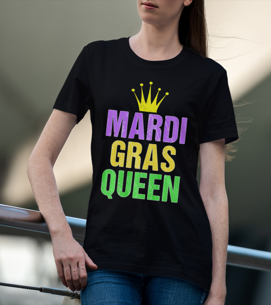 Mardi Gras Queen Mardi Gras Crown Purple Yellow Green T-Shirt