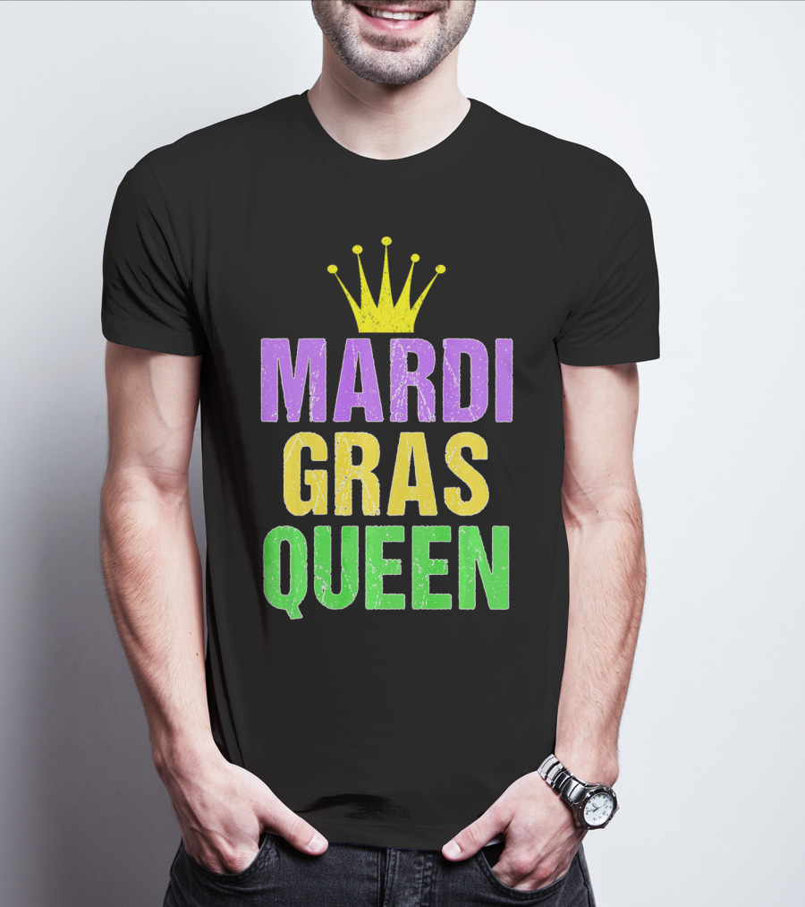 Mardi Gras Queen Mardi Gras Crown Purple Yellow Green T-Shirt
