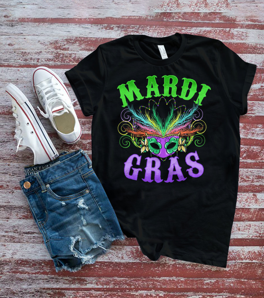 Mardi Gras Feather Mask Festival T-Shirt