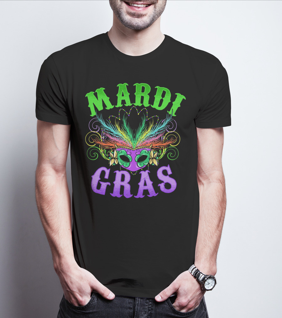 Mardi Gras Feather Mask Festival T-Shirt