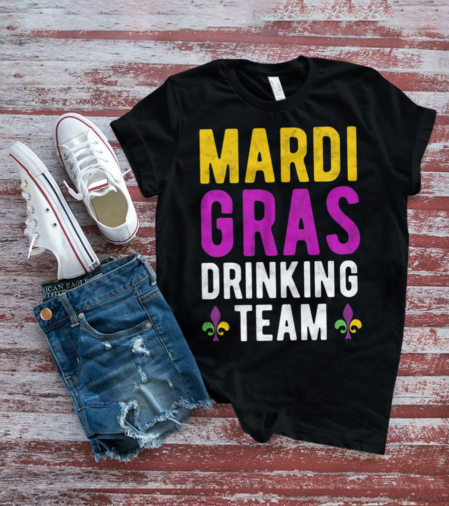 Mardi Gras Drinking Team New Orleans Fleur-de-Lis T-Shirt