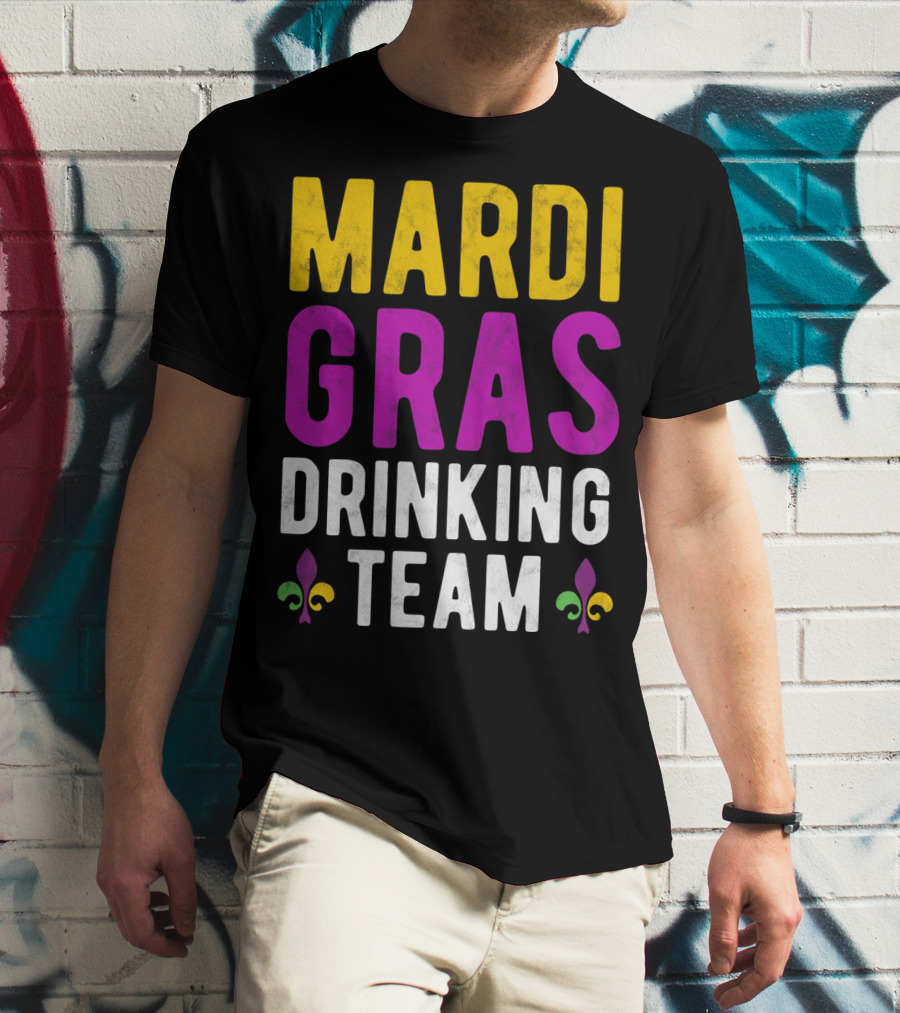Mardi Gras Drinking Team New Orleans Fleur-de-Lis T-Shirt