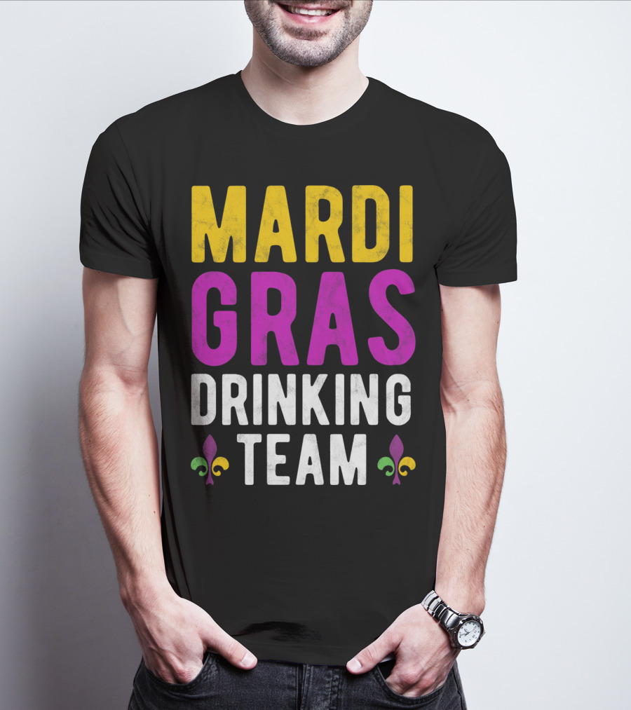 Mardi Gras Drinking Team New Orleans Fleur-de-Lis T-Shirt