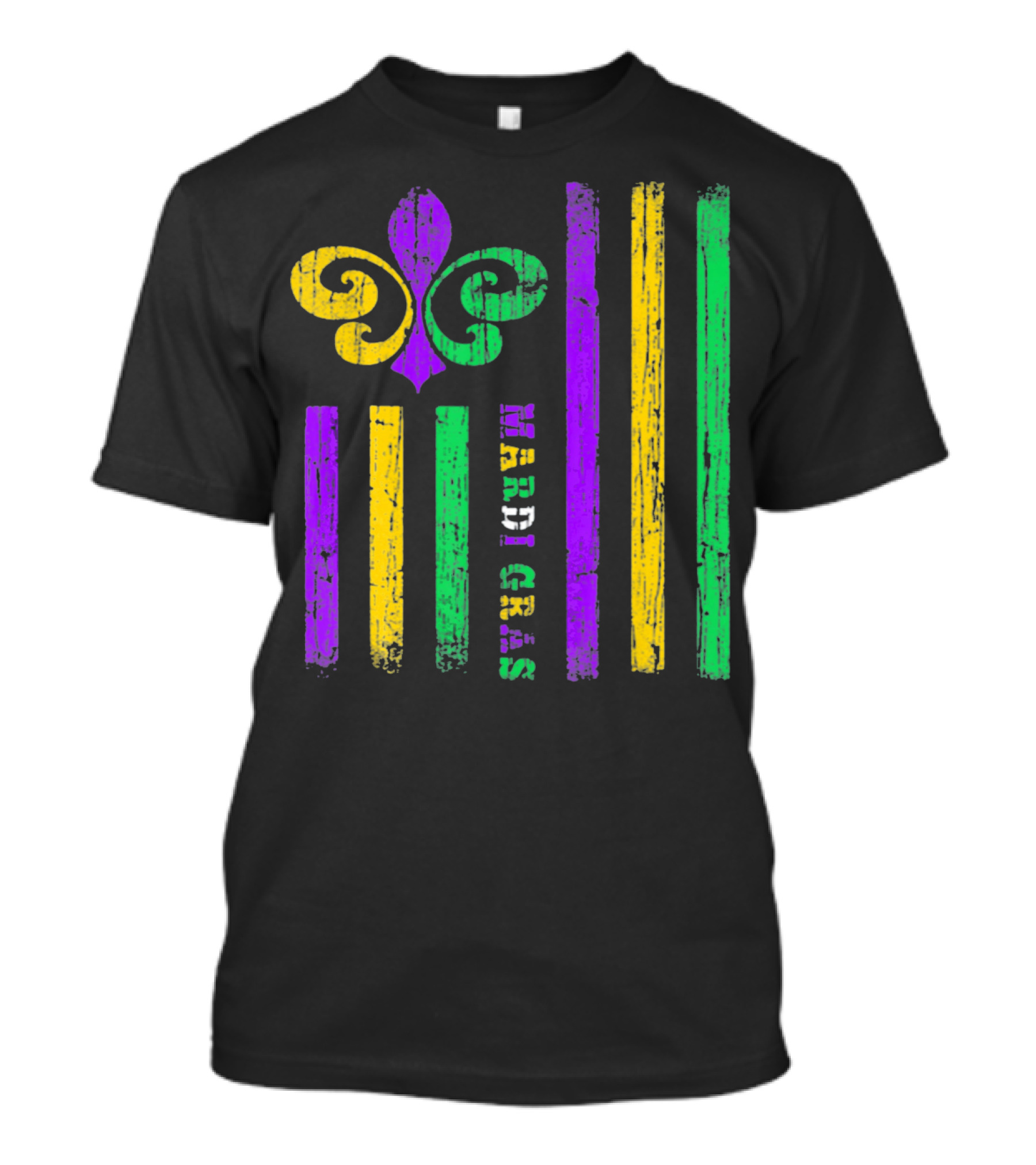 Funny Mardi Gras Flag Fleur-de-Lis Stripes T-Shirt