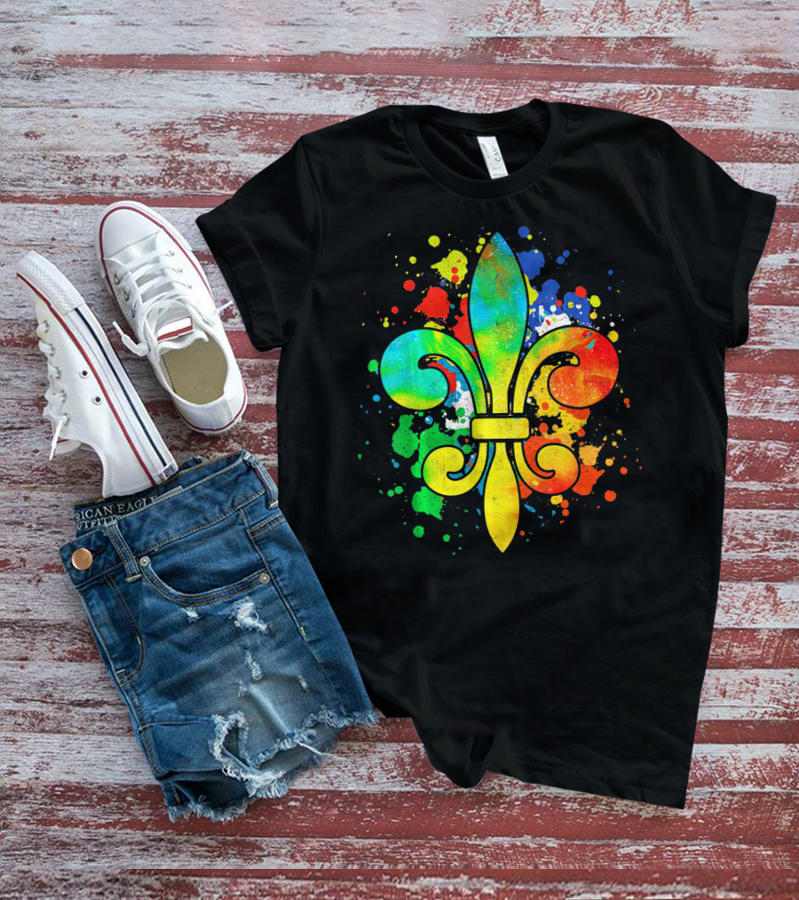 Mardi Gras New Orleans Colorful Fleur De Lis T-Shirt