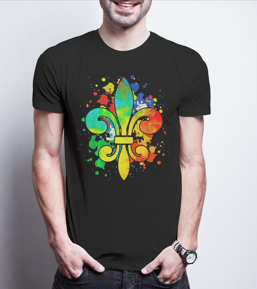 Mardi Gras New Orleans Colorful Fleur De Lis T-Shirt