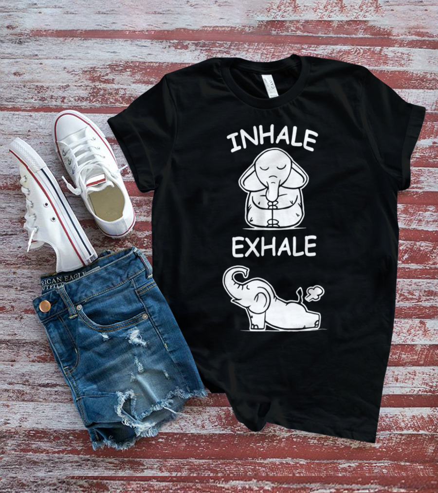 Inhale Exhale Cute Elephant Yoga Lover Meditation T-Shirt