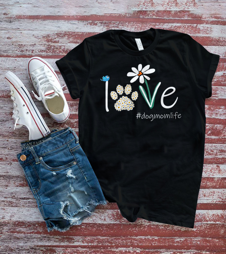 Love Paws Flower #dogmomlife T-Shirt