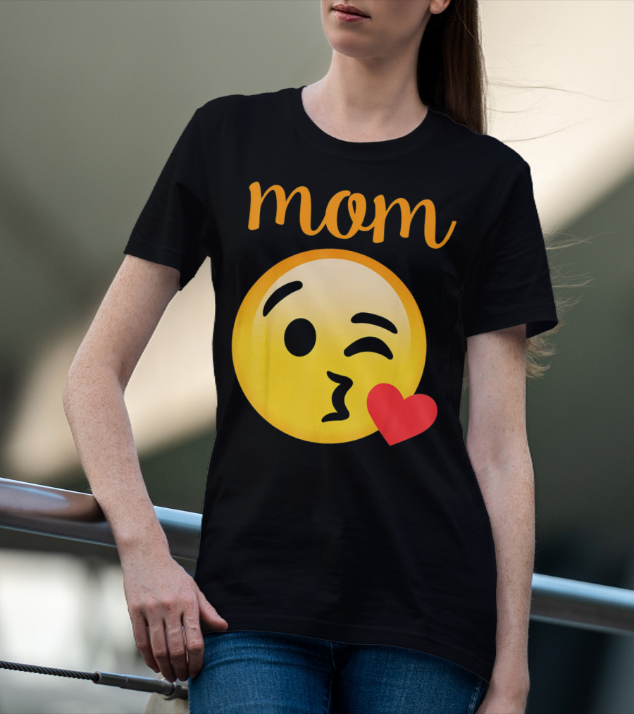 Mom Kissing Emoji Heart Kiss Emoji T-Shirt