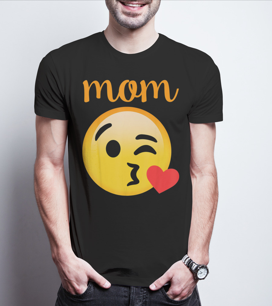 Mom Kissing Emoji Heart Kiss Emoji T-Shirt