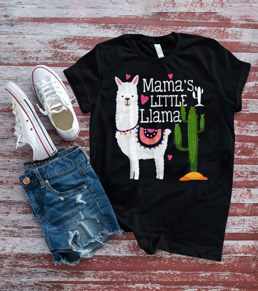 Mama's Little Llama Cute Heart Cactus T-Shirt