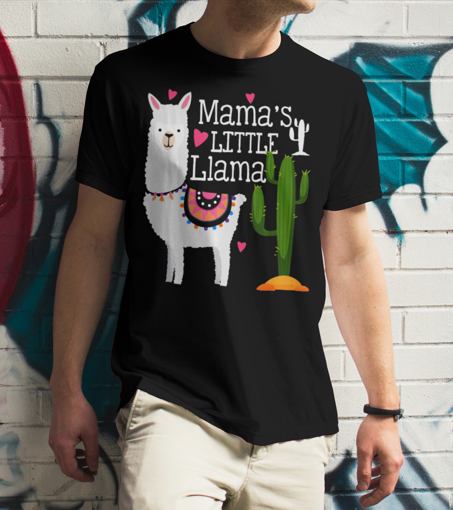 Mama's Little Llama Cute Heart Cactus T-Shirt