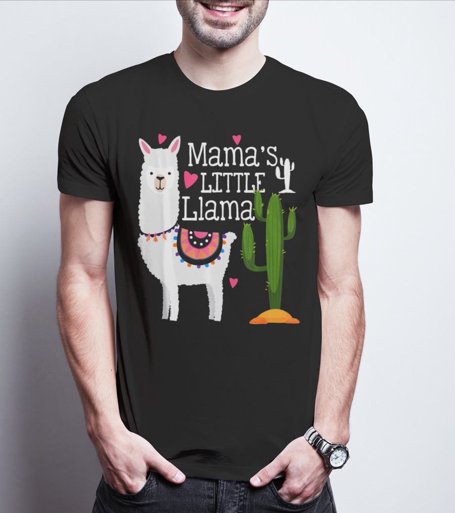Mama's Little Llama Cute Heart Cactus T-Shirt