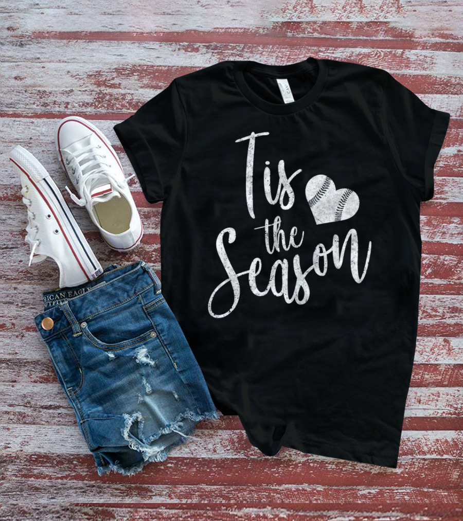 Tis The Season Baseball Softball Heart Love T-Shirt
