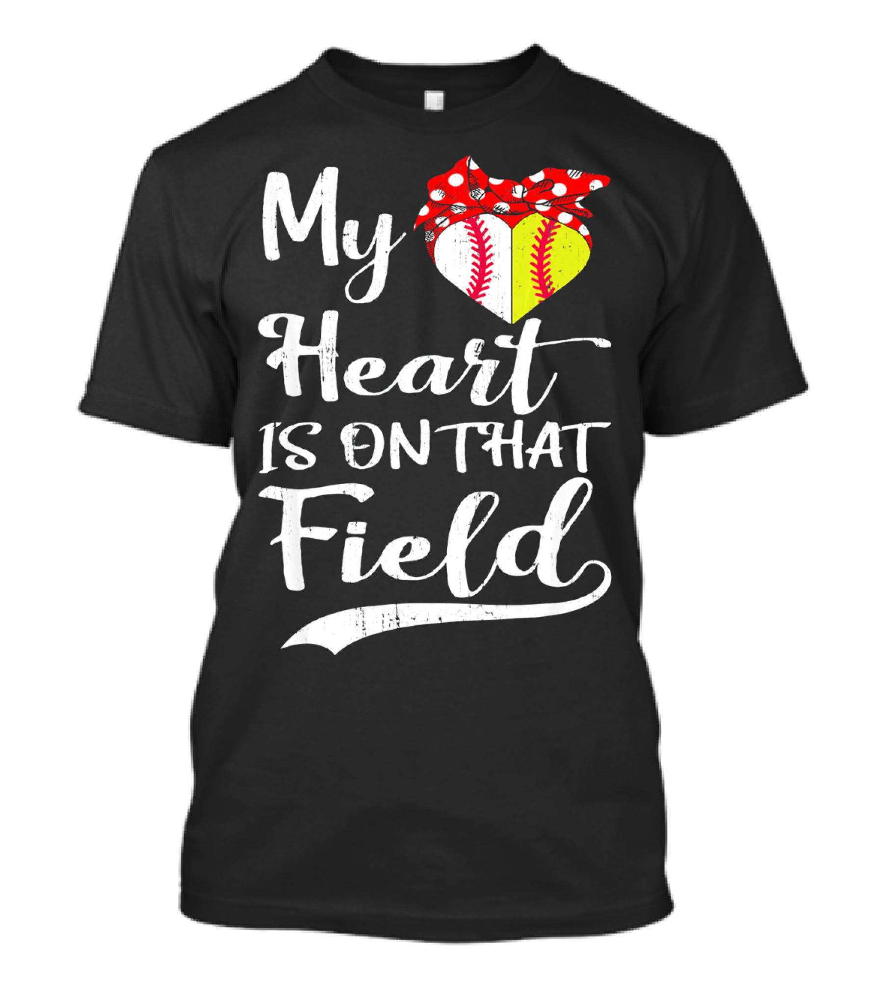 My Heart Is On That Field Baseball With Bandana Heart T-Shirt