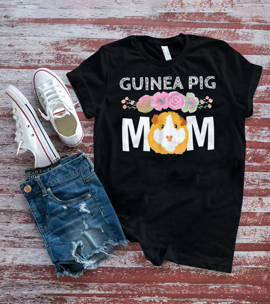 Guinea Pig Mom Cavy Women Girl Clo Floral Pet Lover T-Shirt